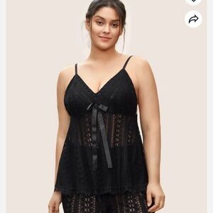 BloomChic Plus Size XL Lace Panel Bowknot Ribbon Cami Sleep Top us14-16